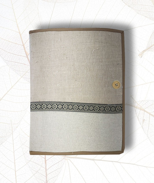 Jute-Cotton File Folder with Lace and Button Closure