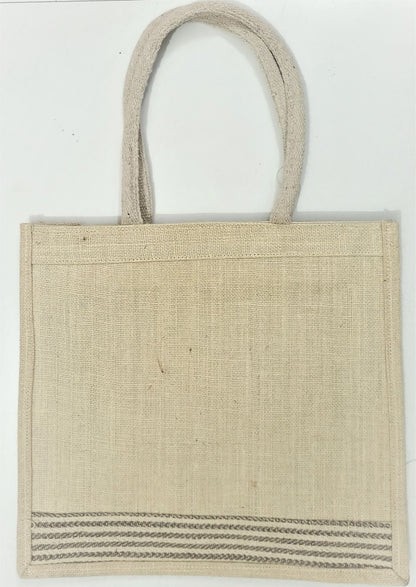 Handmade Jute Tote Bag with Tweed Handles