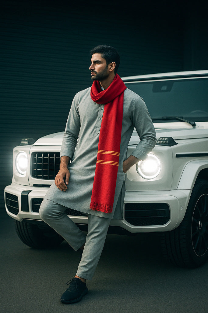 Merino Stole with double line border