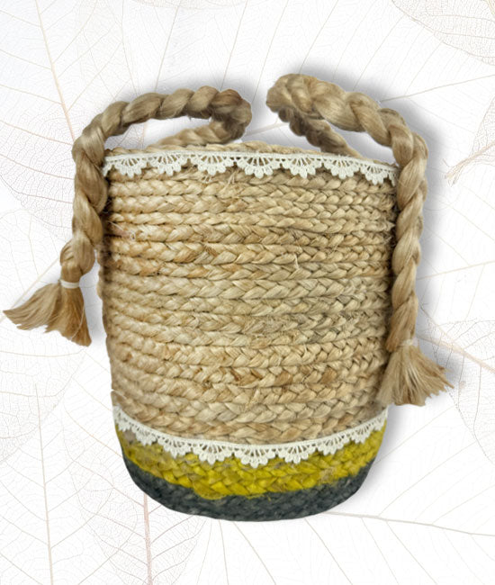 Hand Braided Jute Dustbin Bucket
