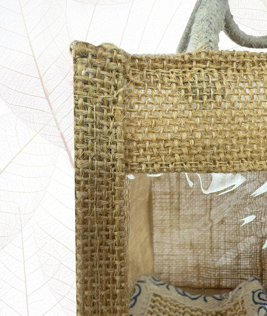 Jute Gift Bag with Transparent Front
