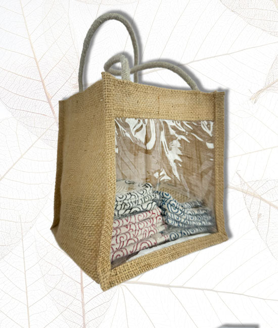 Jute Gift Bag with Transparent Front