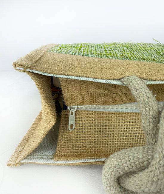 Handcrafted Bhimal Carry Bag with Zipper