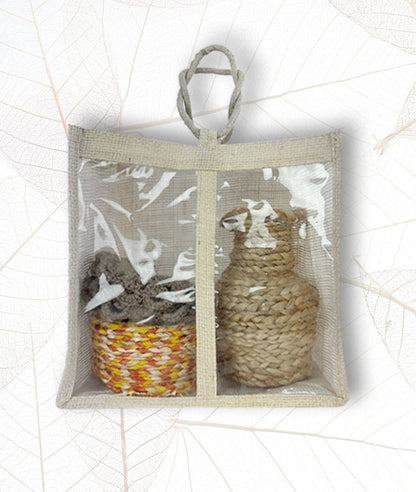 Jute Gift Bag with Transparent Front