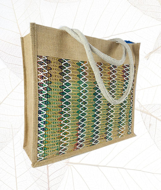 Jute Carry Bag with Multi-coloured Net