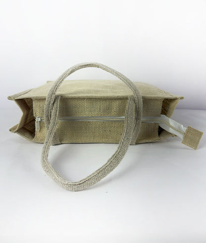 Handmade Jute Tote Bag with Tweed Handles