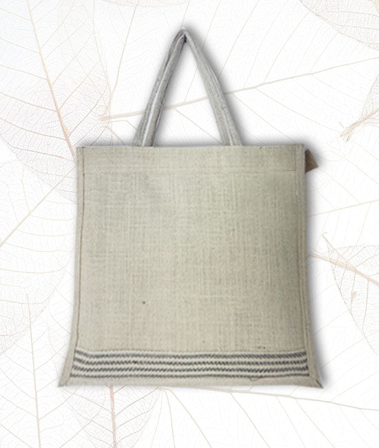 Handmade Jute Tote Bag with Tweed Handles