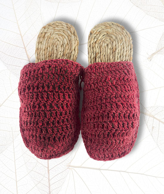 Jute Slipper With Woolen Top