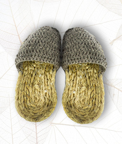 Jute Slipper With Woolen Top