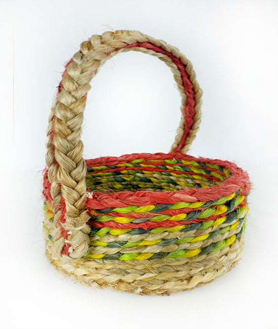 Hand-Braided Jute Multicolour Fruit Basket