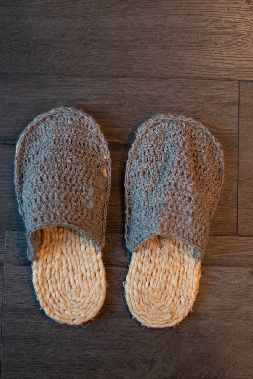 Jute Slipper With Woolen Top