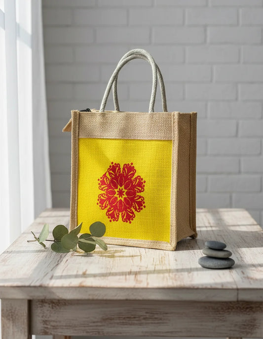 Printed Jute Tiffin Bag for Everyday Use