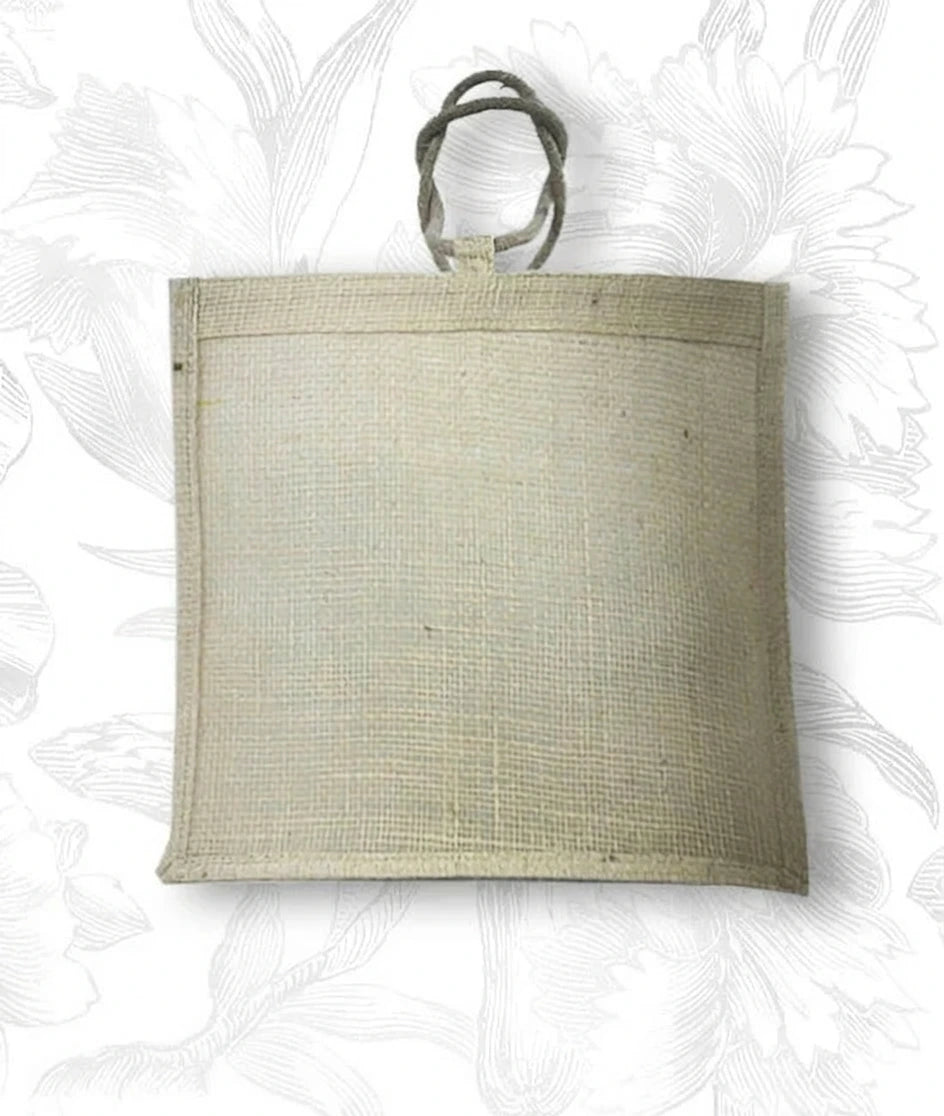 Jute Gift Bag with Round Handle Design