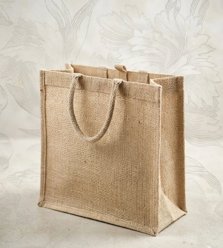 Jute Gift Bag with Round Handle Design
