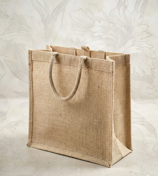 Jute Gift Bag with Round Handle Design
