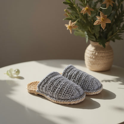 Jute Slipper With Woolen Top