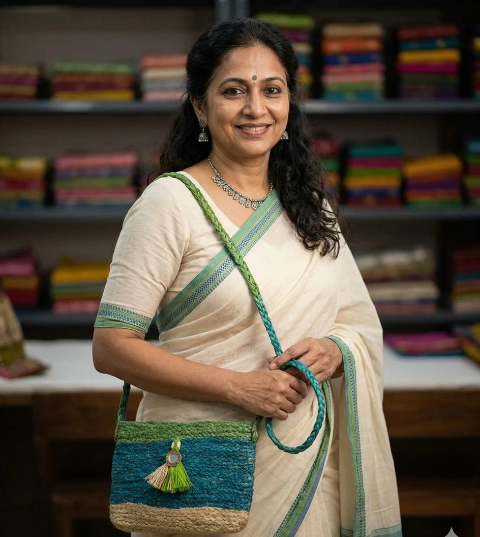 Hand-Braided Jute Hand Purse for Women